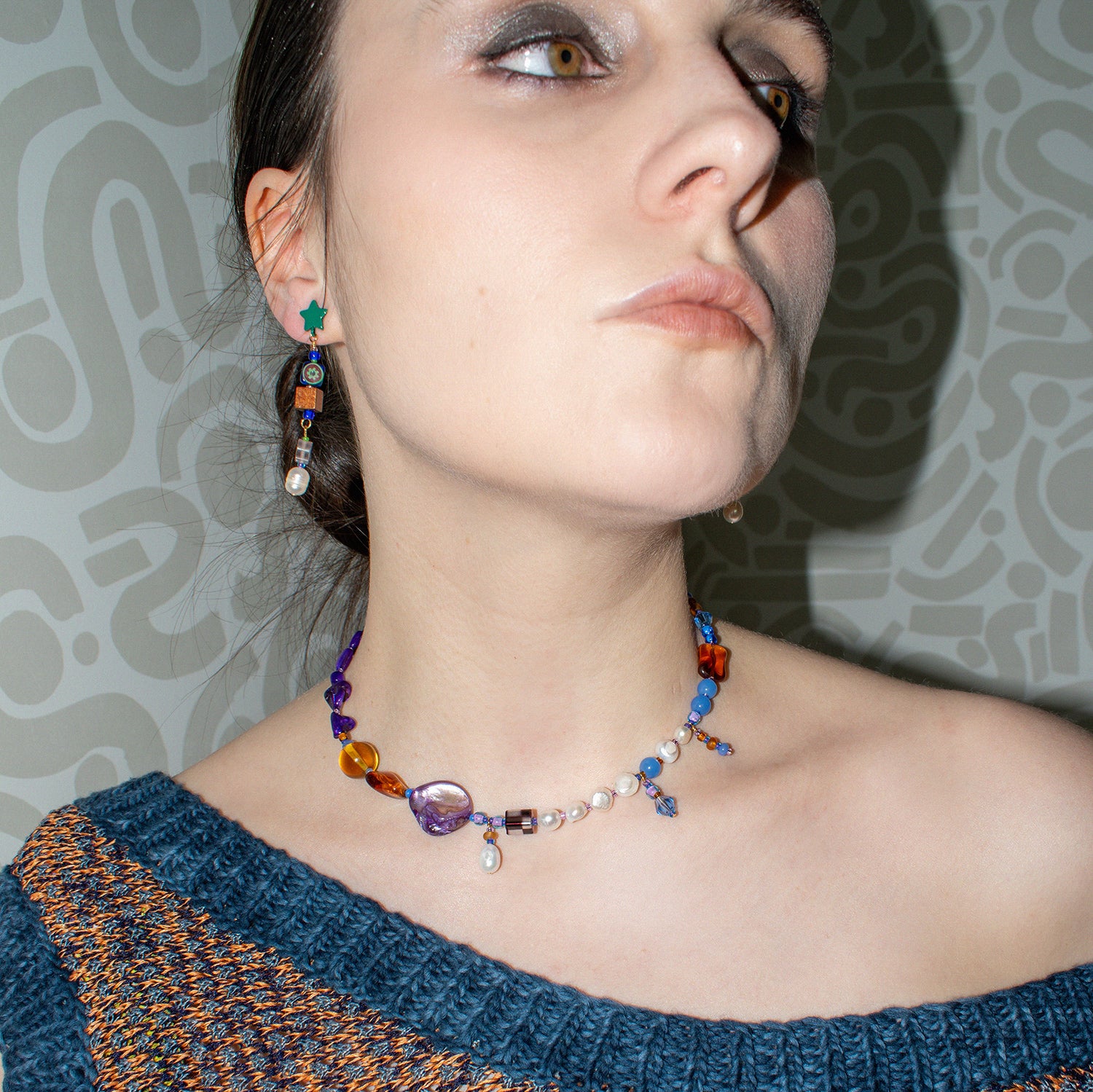 Simone Checkerboard Shell and Freshwater Pearl Necklace