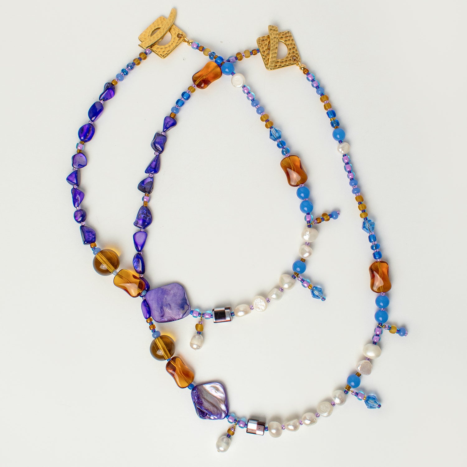 Simone Checkerboard Shell and Freshwater Pearl Necklace