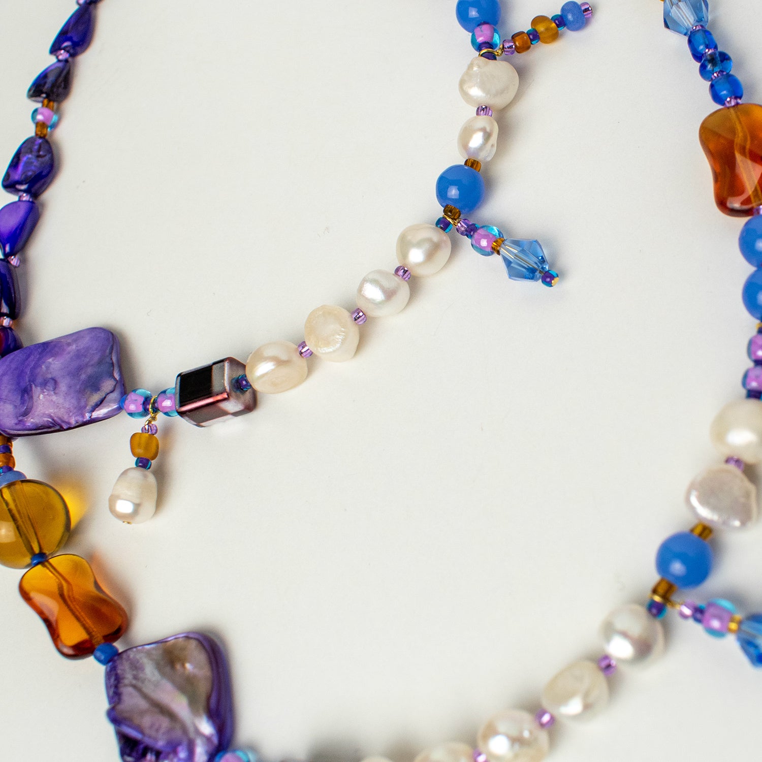 Simone Checkerboard Shell and Freshwater Pearl Necklace