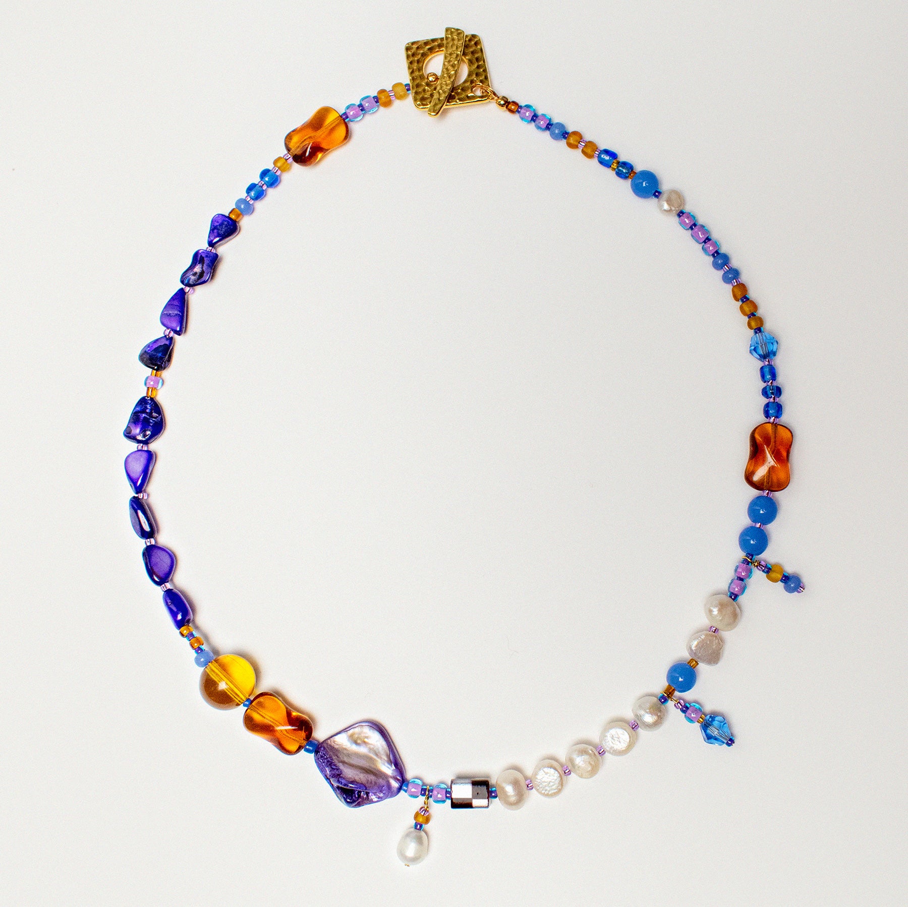 Simone Checkerboard Shell and Freshwater Pearl Necklace