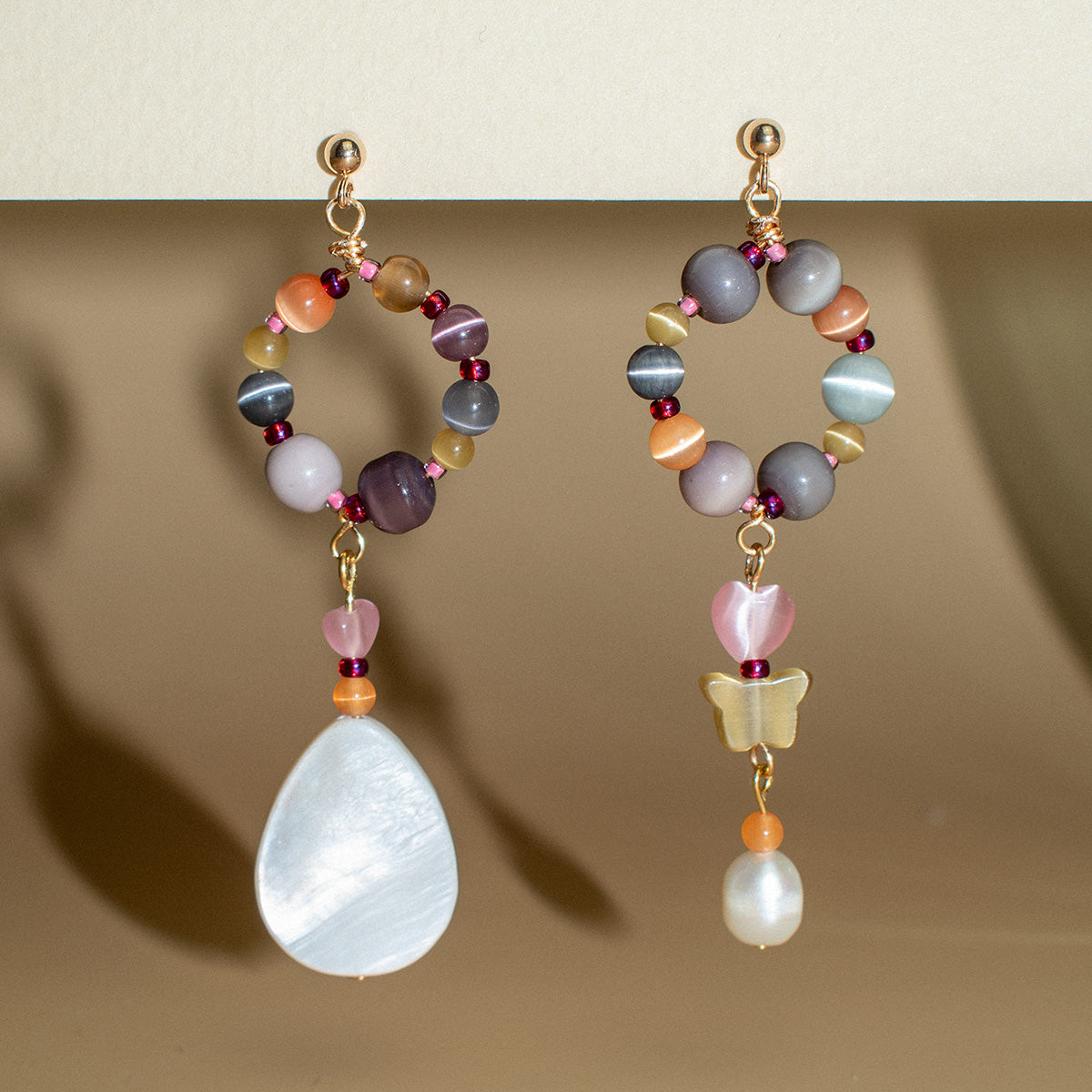 Ferrars Fiber Optic Bead and Shell Earrings