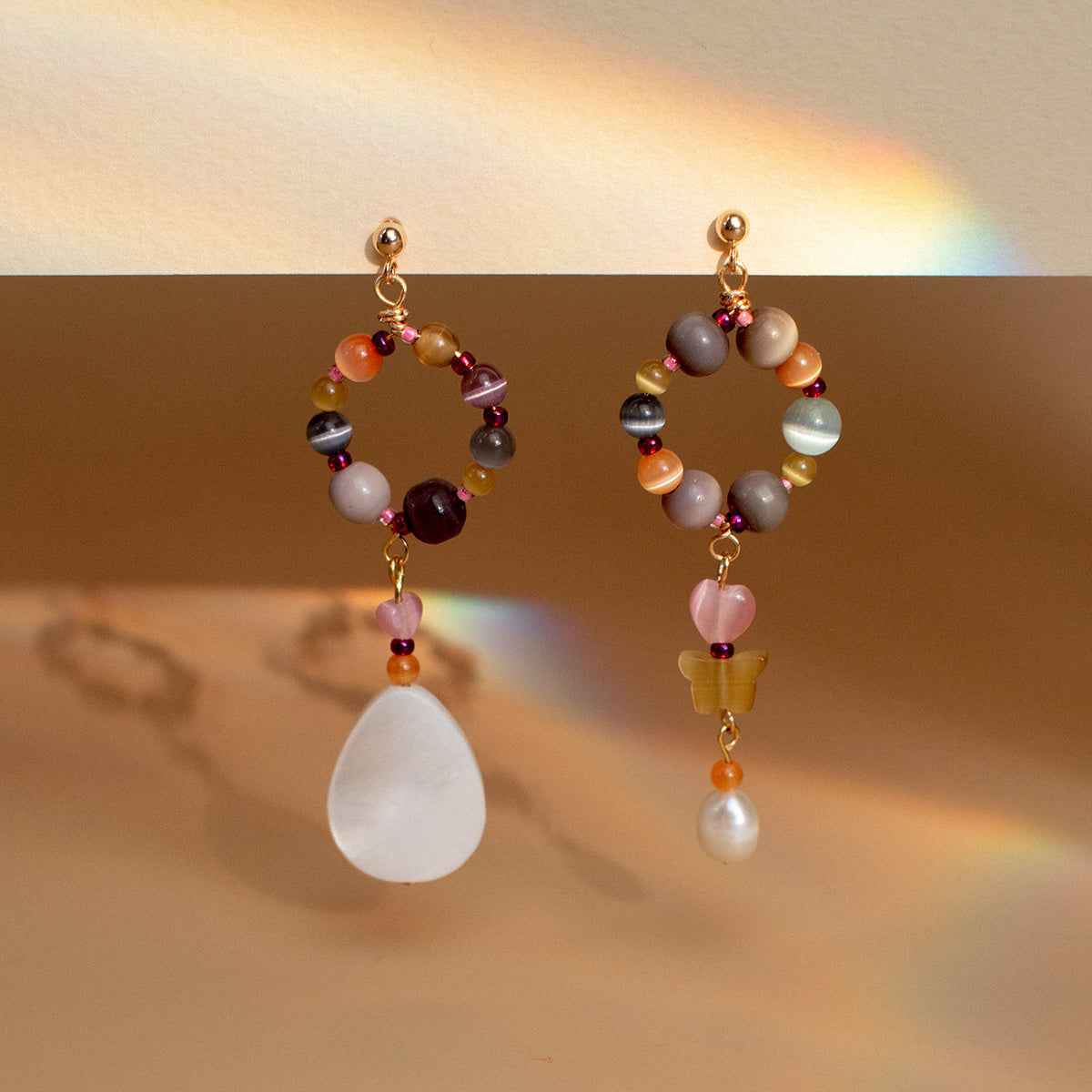 Ferrars Fiber Optic Bead and Shell Earrings