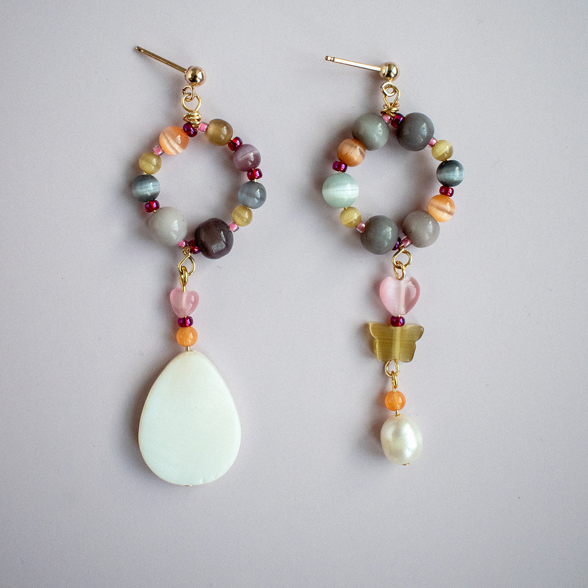 Ferrars Fiber Optic Bead and Shell Earrings