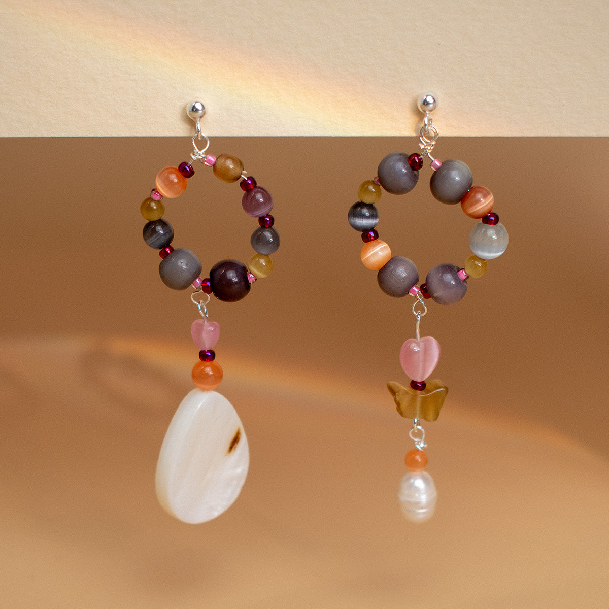 Ferrars Fiber Optic Bead and Shell Earrings