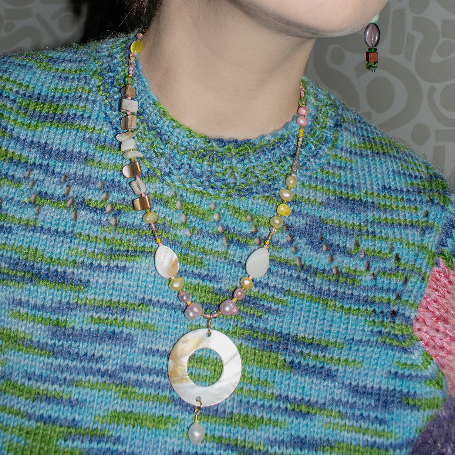 Medallion Pastel Pearl and Shell Necklace