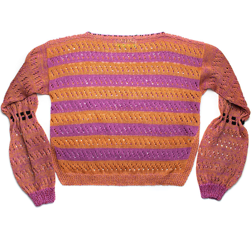 Crochet + Knit Stripe Boat-Neck Sweater