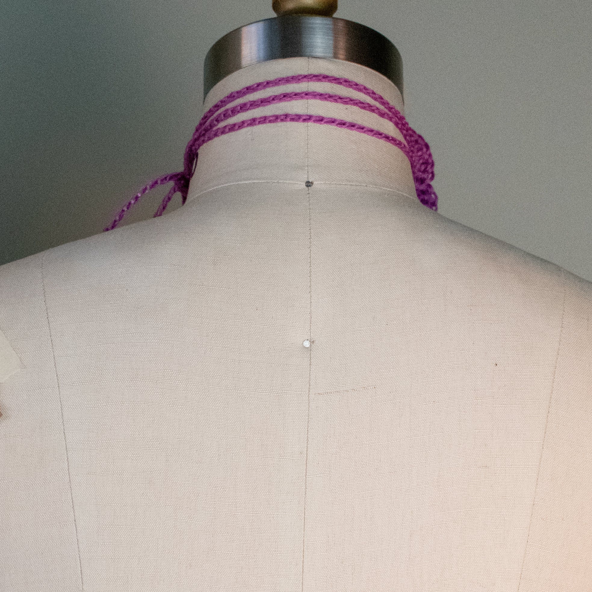 Crochet Beaded Rose Necklace Wrap in Magenta