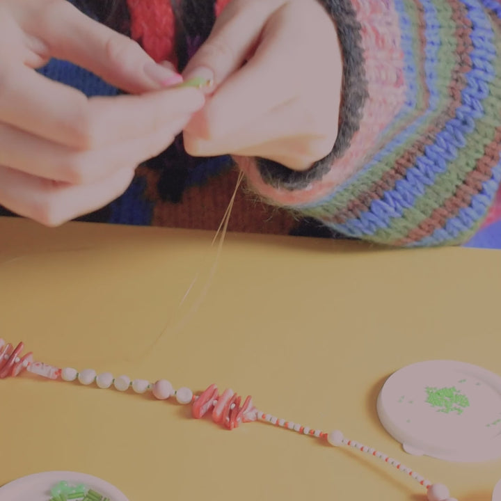 Firenze Coral & Green Millefiori Long Necklace