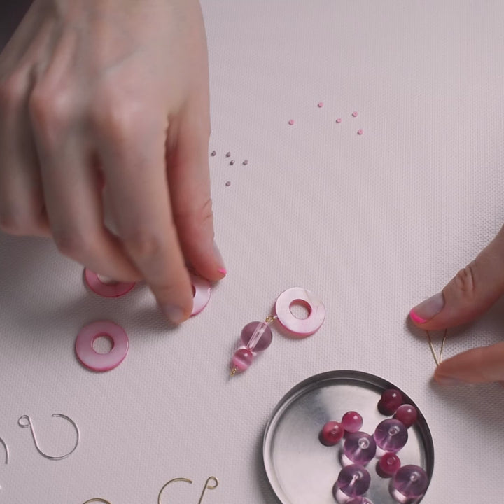Pink Donut Mother of Pearl Shell Earrings