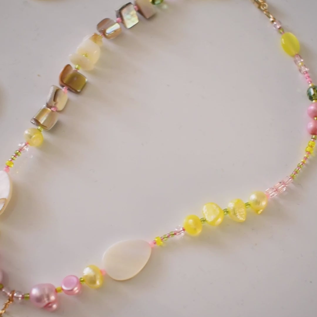 Medallion Pastel Pearl and Shell Necklace