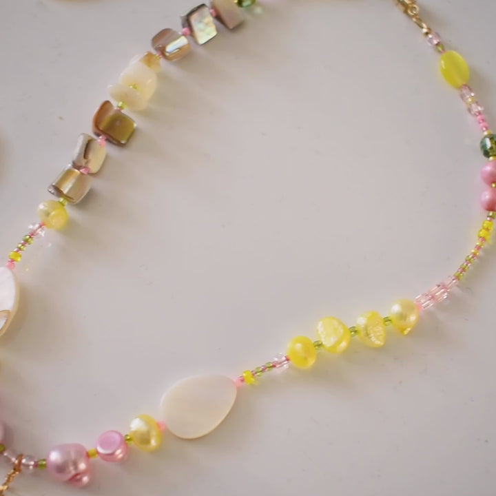 Medallion Pastel Pearl and Shell Necklace