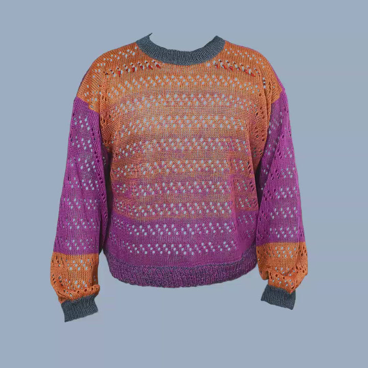 Ombre Linen Crew-Neck Sweater With Chilis