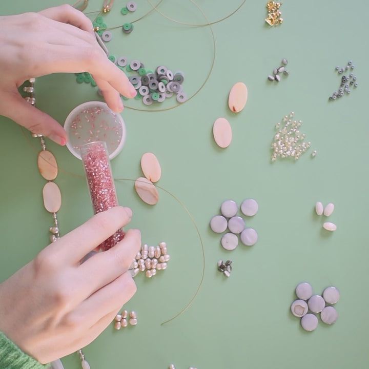 Verona Pink & Grey Freshwater Pearl Long Necklace