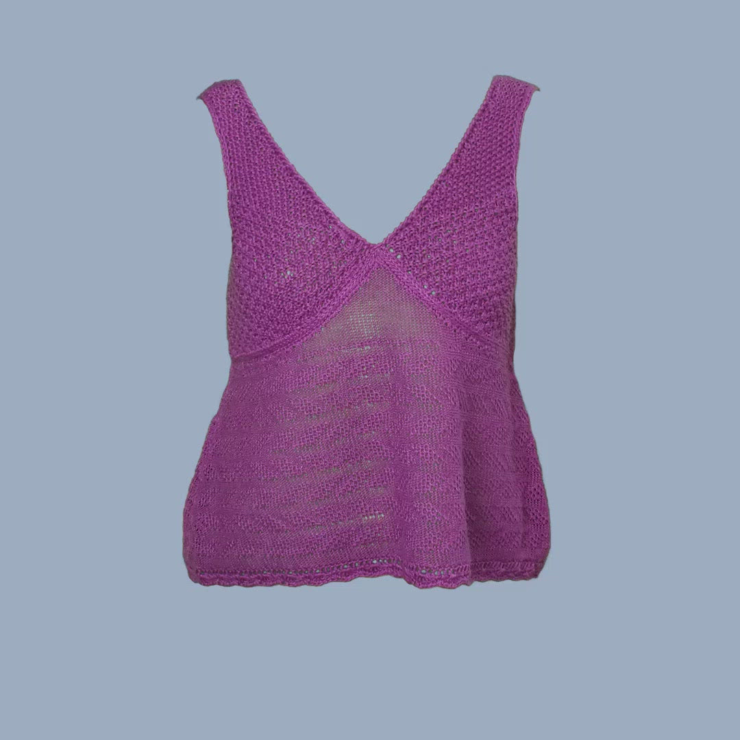 Fuchsia Lingerie Inspired Knit Blouse