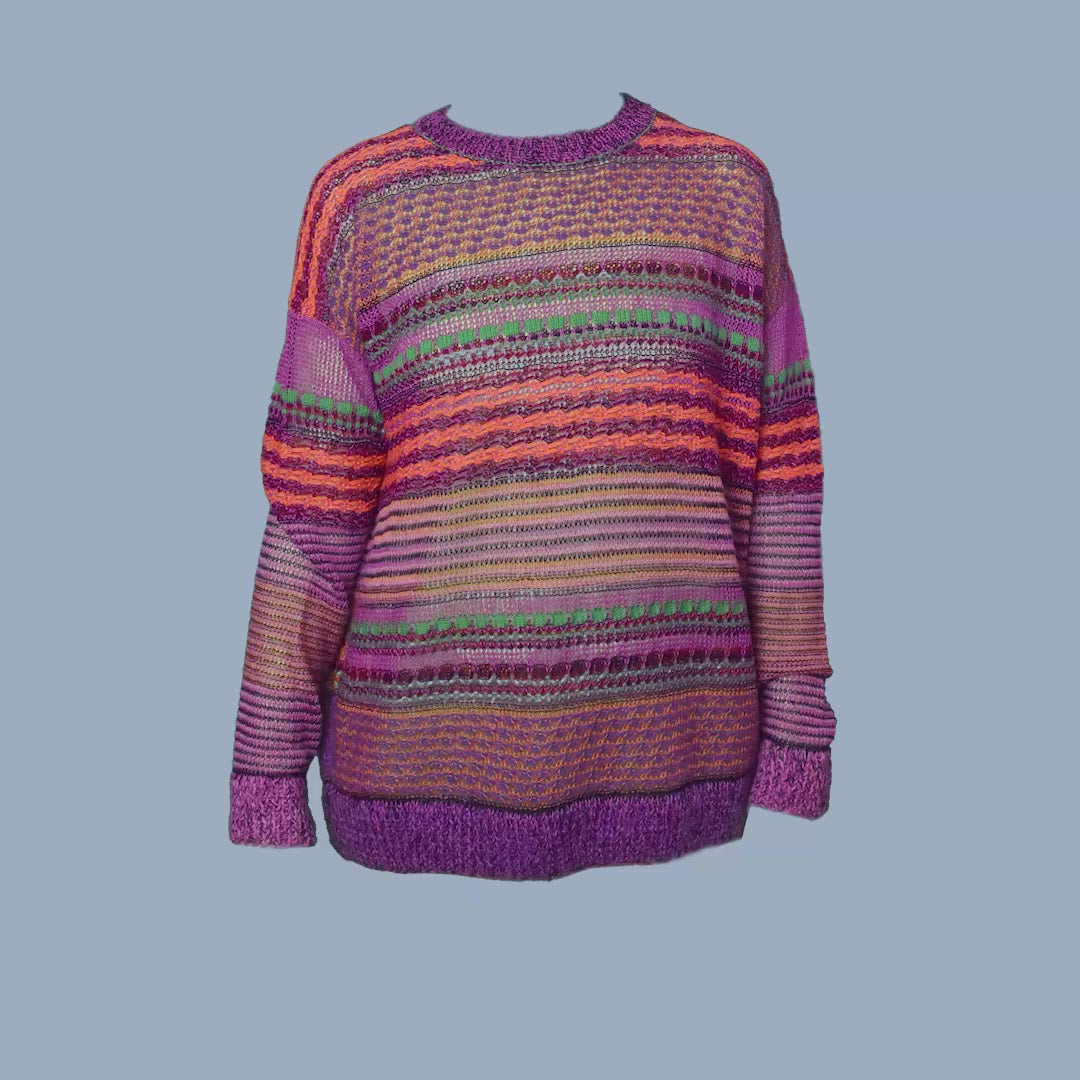 Vibrant Striped Oversized Pullover