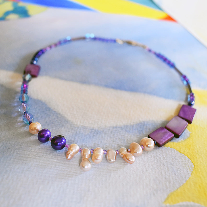 Lilac Mother of Pearl Necklace