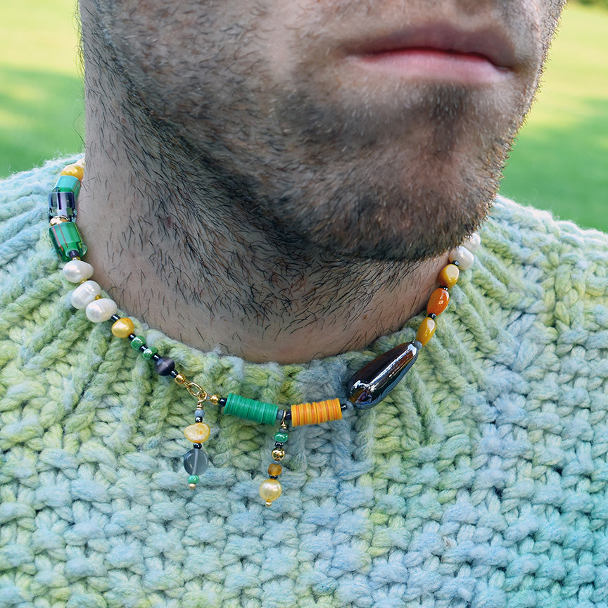 Basel Glass and Freshwater Pearl Necklace