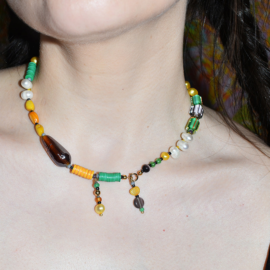 Basel Glass and Freshwater Pearl Necklace