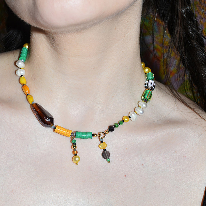 Basel Glass and Freshwater Pearl Necklace