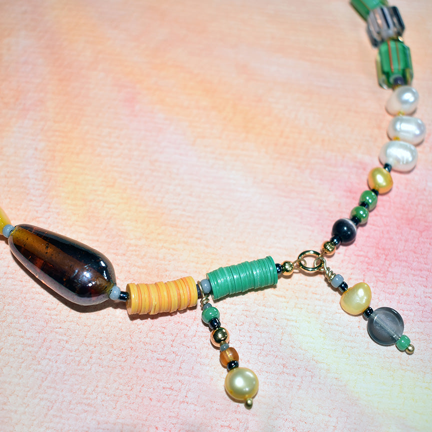Basel Glass and Freshwater Pearl Necklace