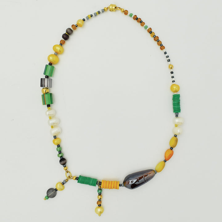 Basel Glass and Freshwater Pearl Necklace