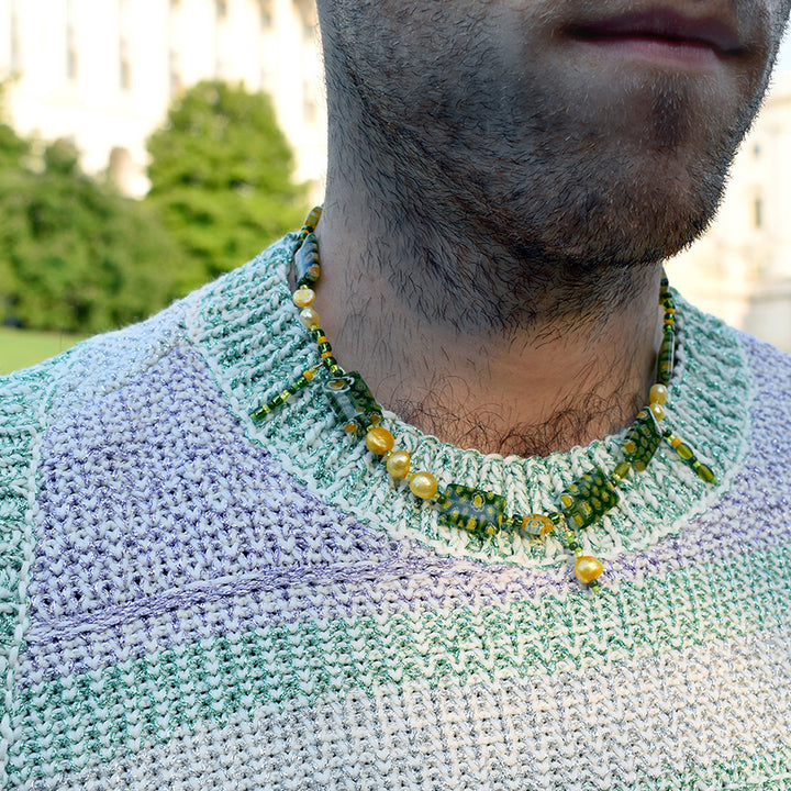 Beckner Millefiori and Freshwater Pearl Necklace