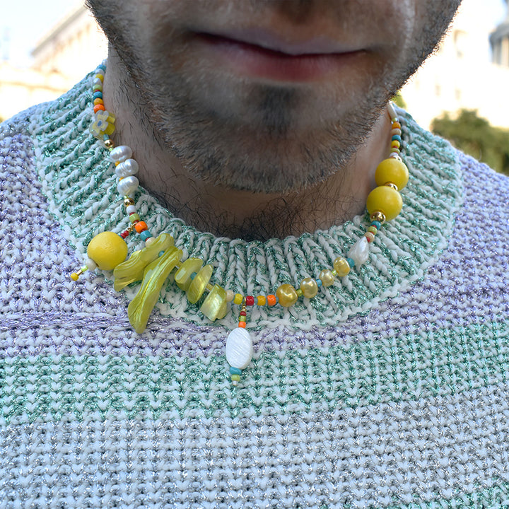 Wooder Shell and Freshwater Pearl Necklace