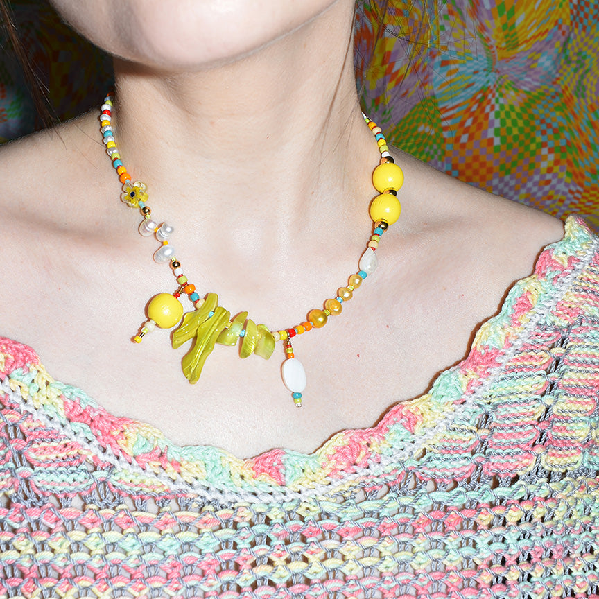 Wooder Shell and Freshwater Pearl Necklace