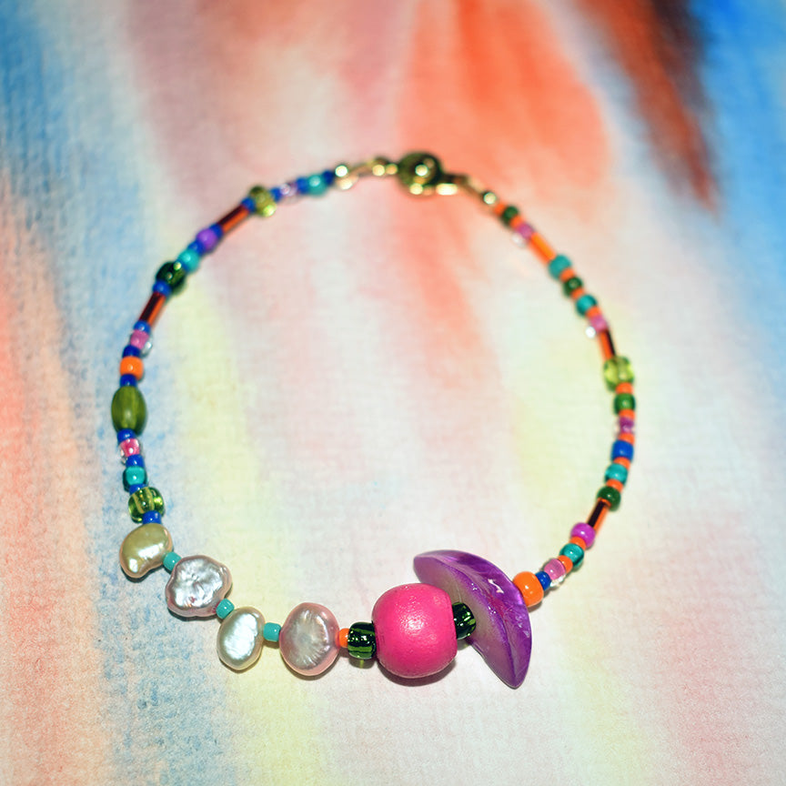 Bast Shell and Wood Bracelet