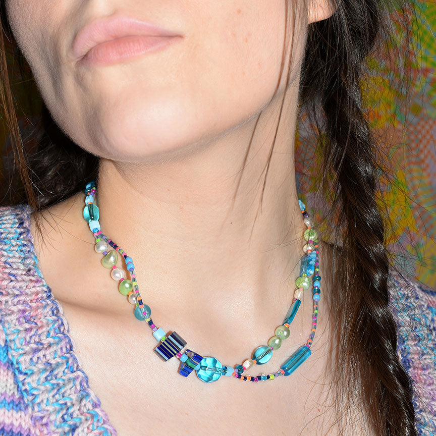 Daydream Millefiori and Freshwater Pearl Necklace