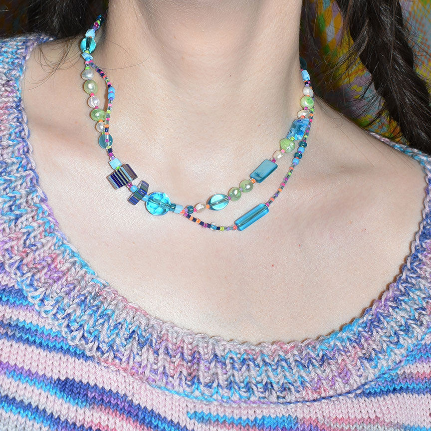 Daydream Millefiori and Freshwater Pearl Necklace