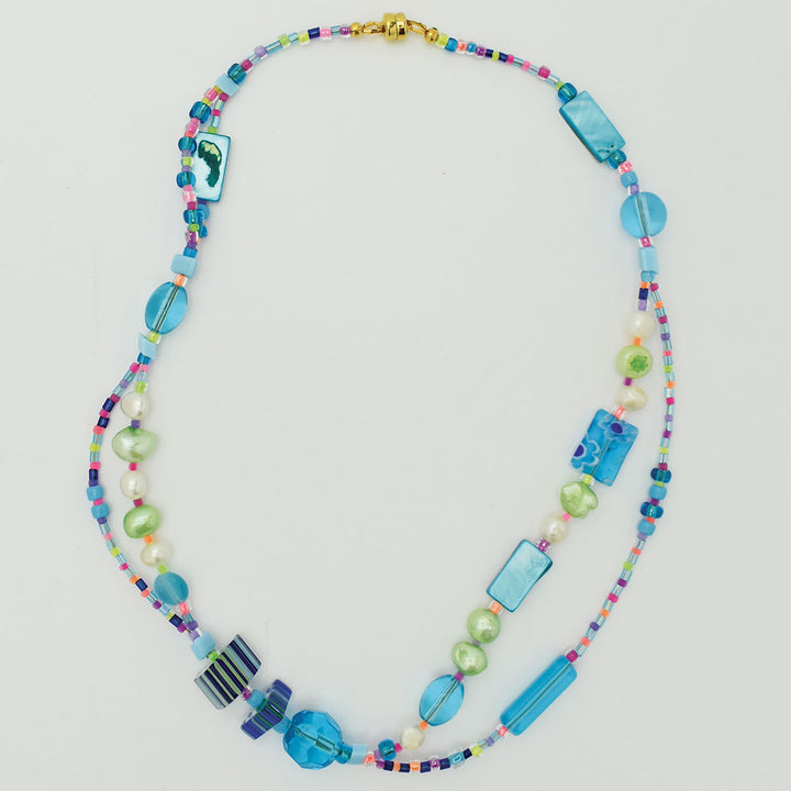 Daydream Millefiori and Freshwater Pearl Necklace