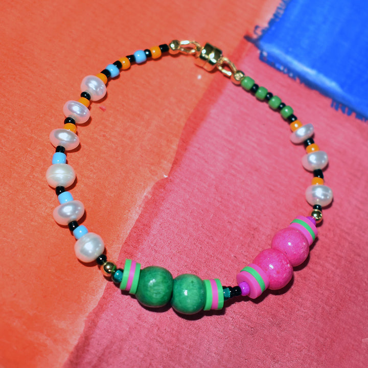 Warren Freshwater Pearl and Wood Bracelet in Multi