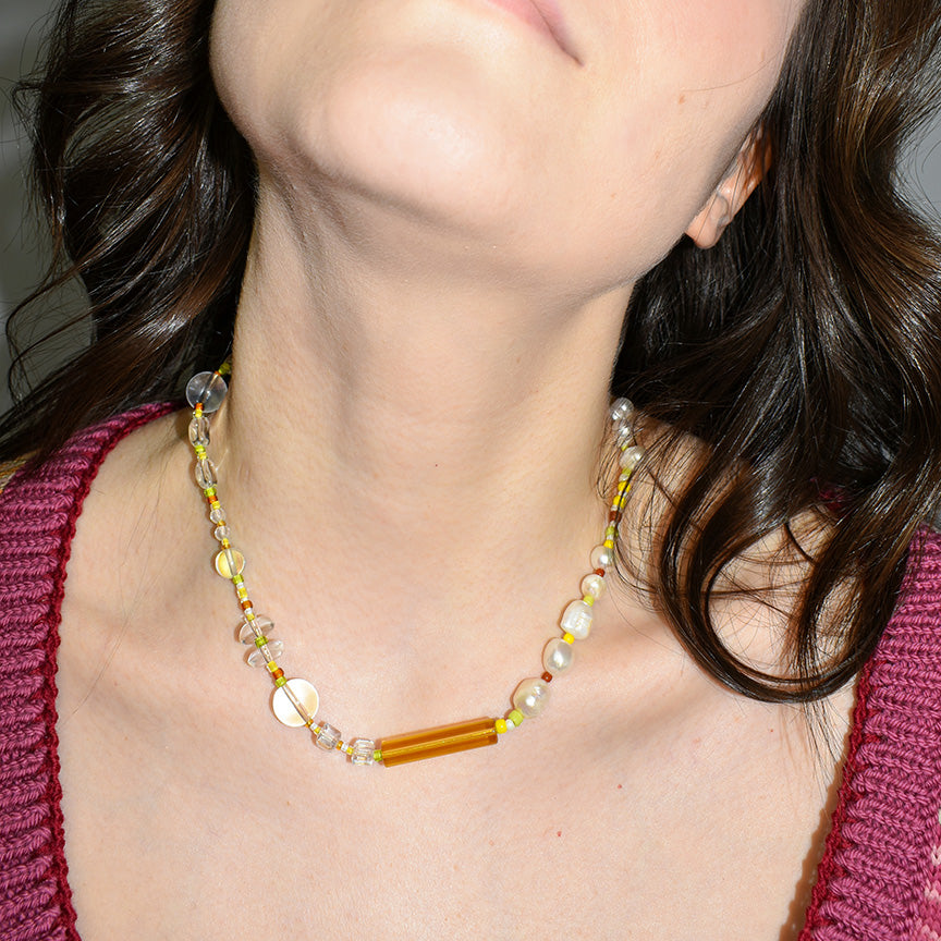 Polar Pearl And Glass Crystal Necklace