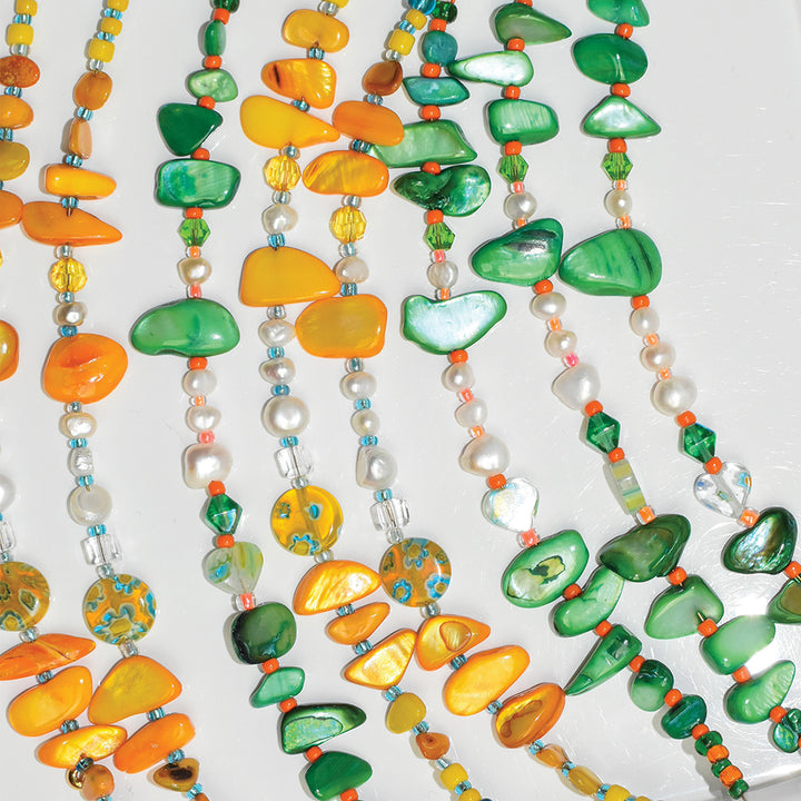 Jagged Freshwater Pearl and Shell Bracelet in Gold