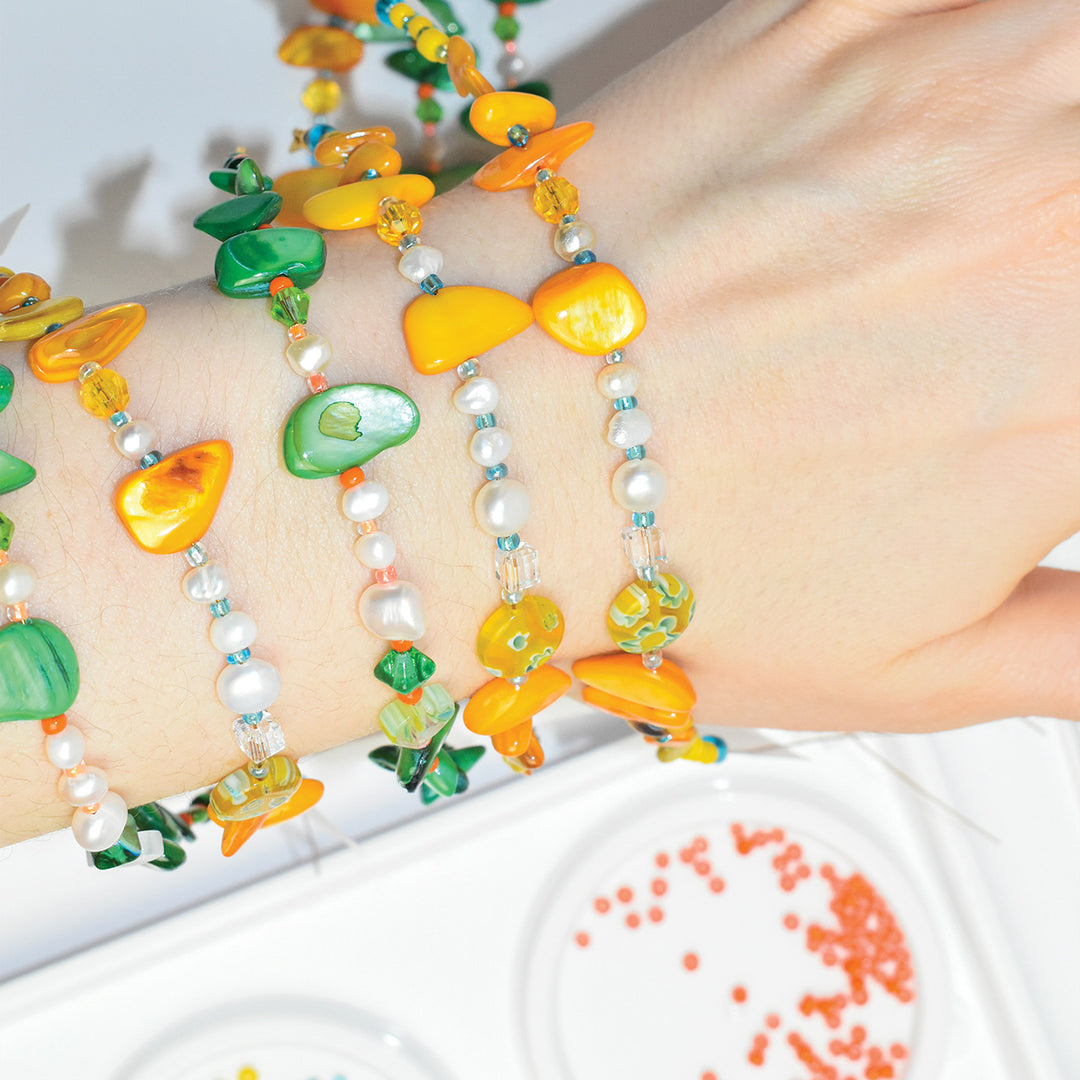 Jagged Freshwater Pearl and Shell Bracelet in Gold