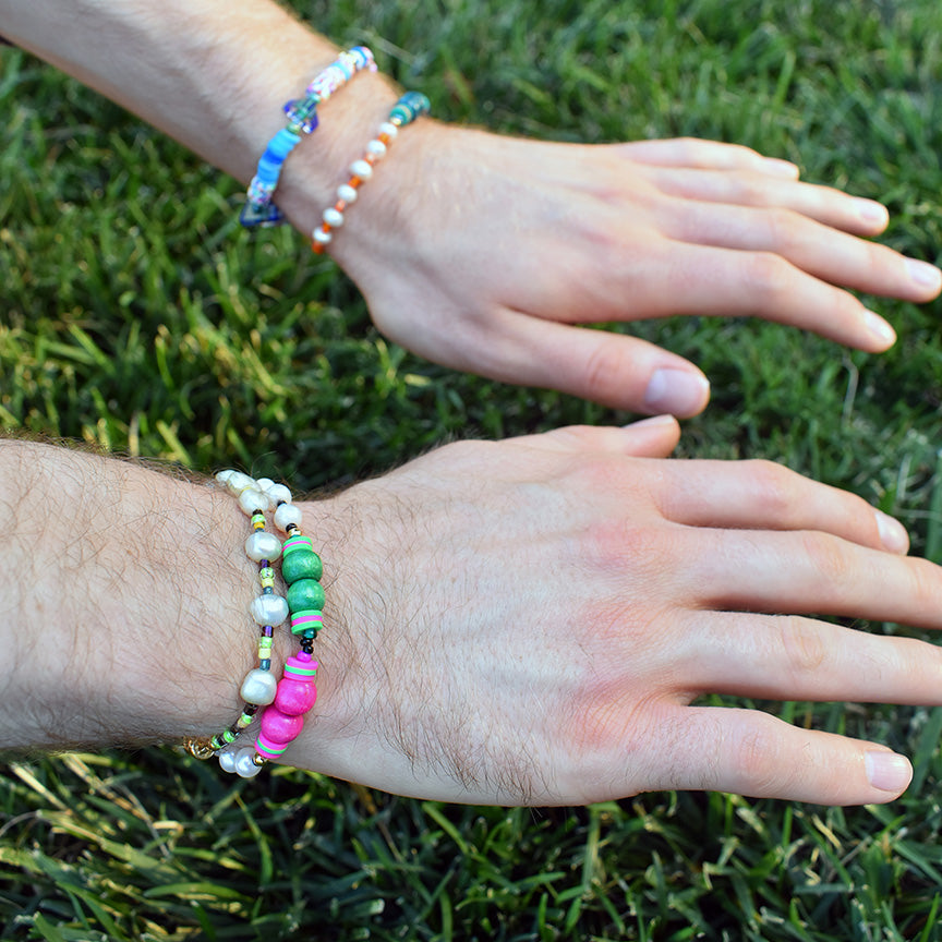 Warren Freshwater Pearl and Wood Bracelet in Multi