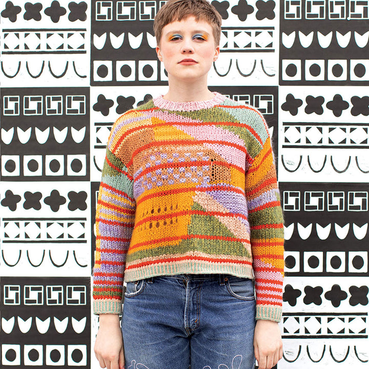 LANDSCAPE CREW-NECK STRIPED SWEATER