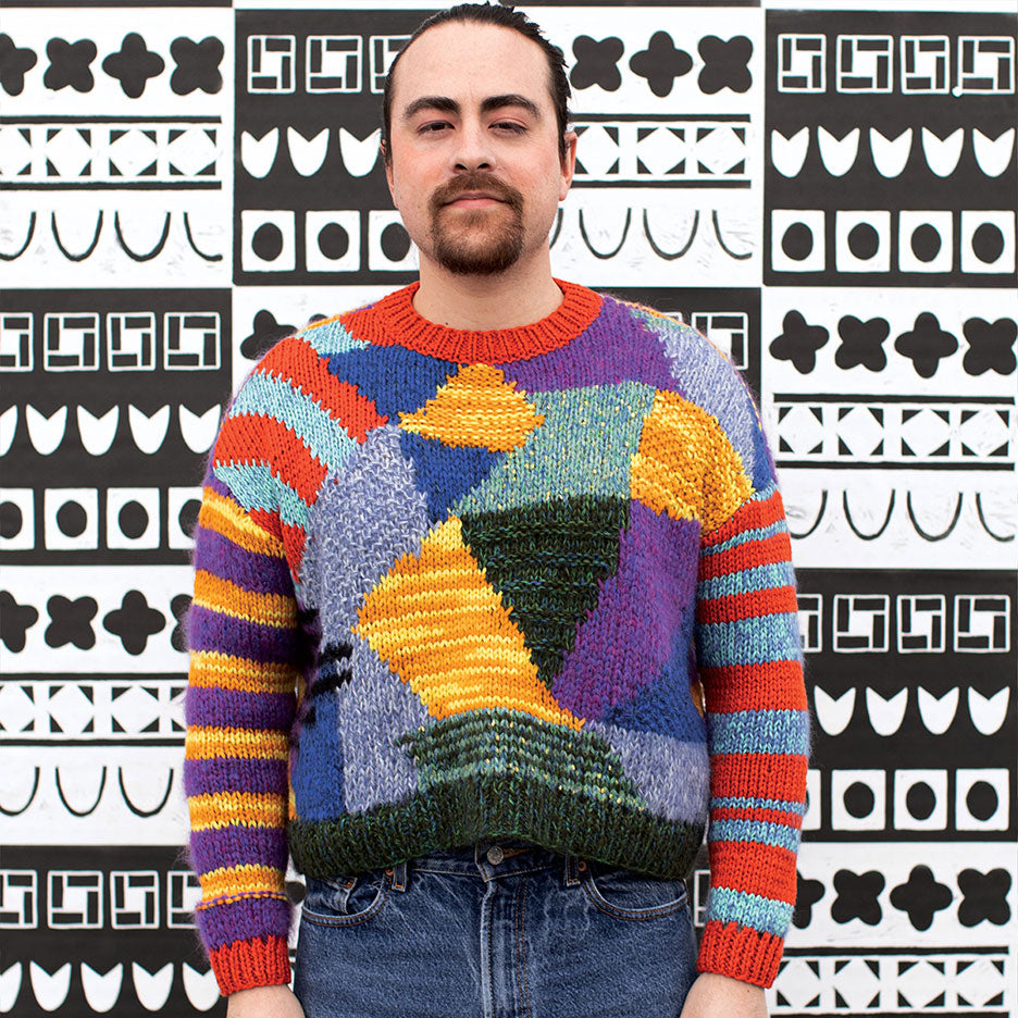 Patchwork Intarsia Crew-Neck Sweater