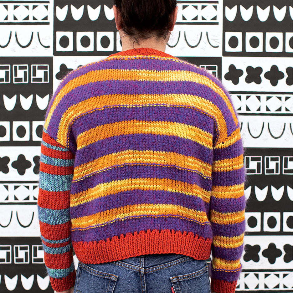 Patchwork Intarsia Crew-Neck Sweater