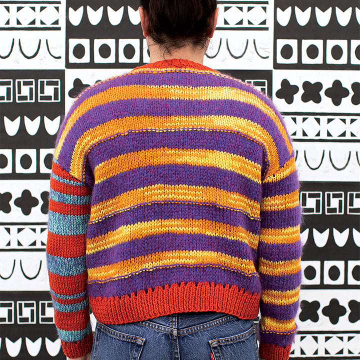 Patchwork Intarsia Crew-Neck Sweater