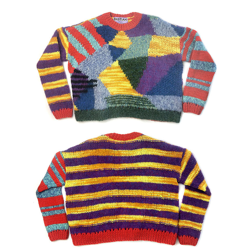 Patchwork Intarsia Crew-Neck Sweater