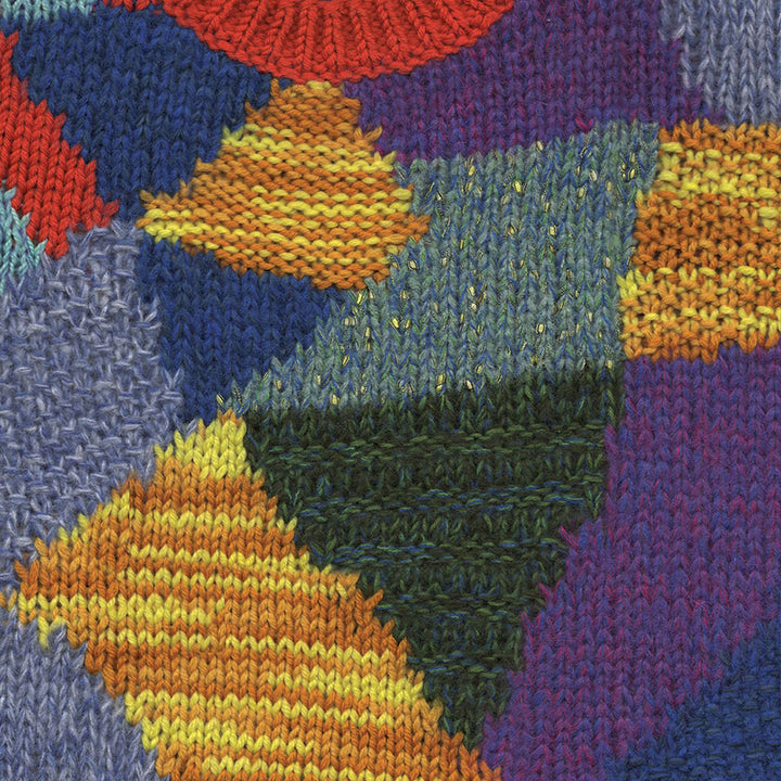 Patchwork Intarsia Crew-Neck Sweater