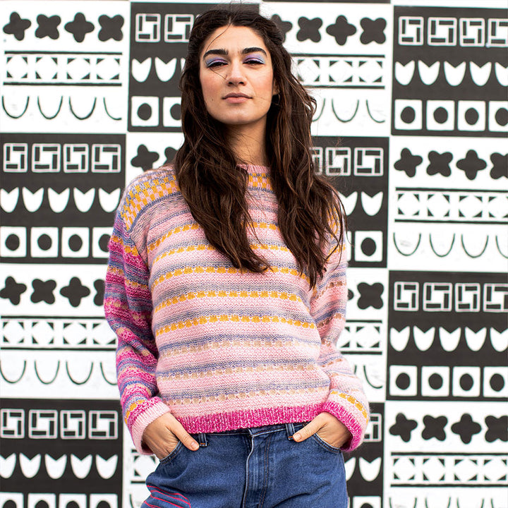 Light and Dark Crew-Neck Sweater