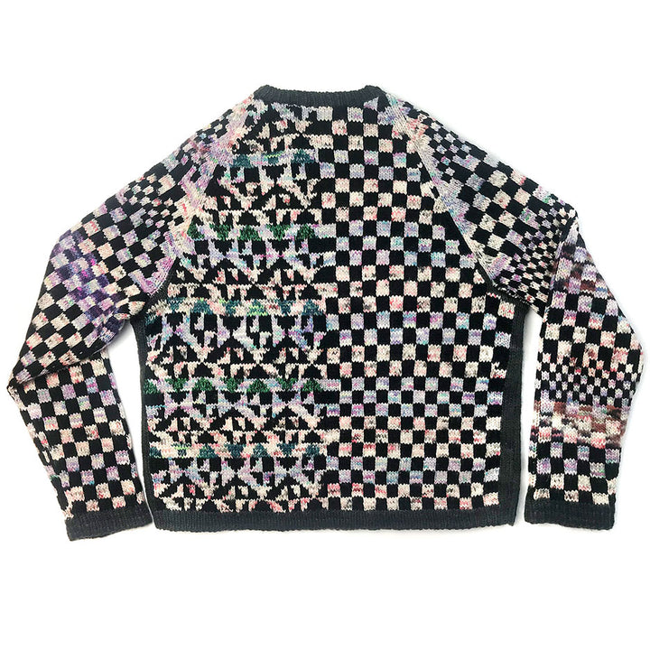 Raglan Collaged Checkerboard Sweater