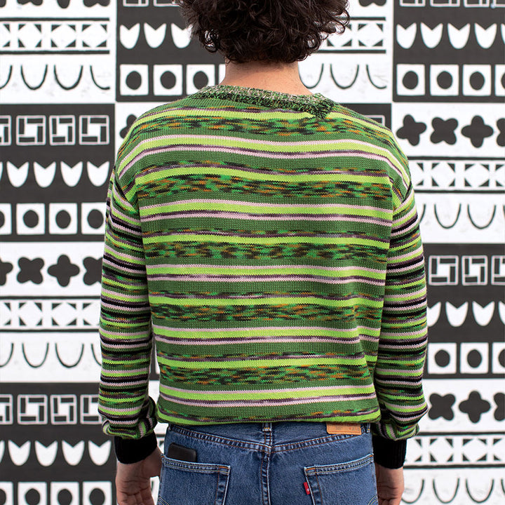 Asymmetrical V-Neck Philadelphia Sweater in Greens