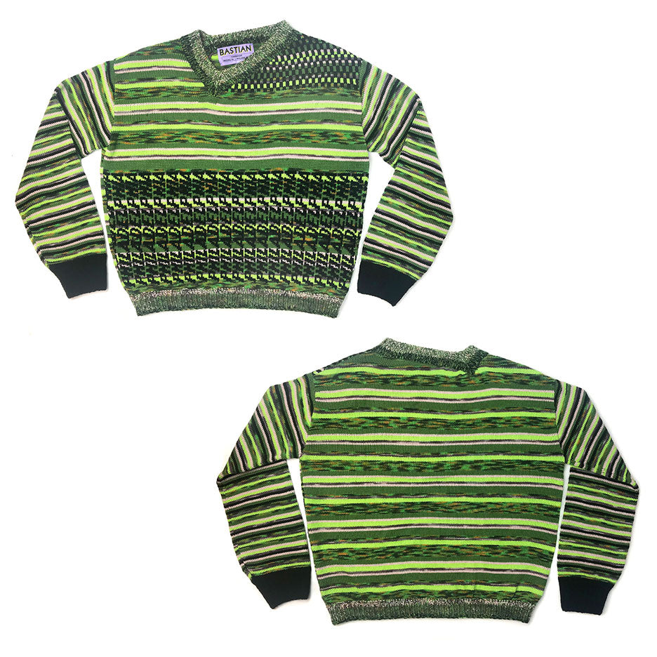 Asymmetrical V-Neck Philadelphia Sweater in Greens