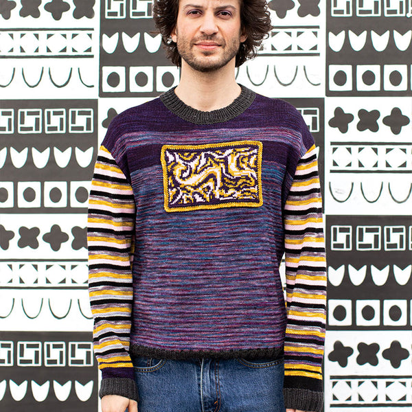 Oversized Crew-Neck Sweater With Intarsia Patch