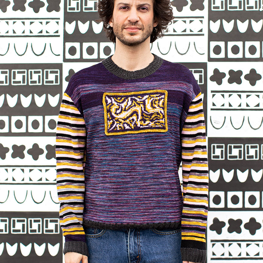 Oversized Crew-Neck Sweater With Intarsia Patch – BASTIAN KNTWR
