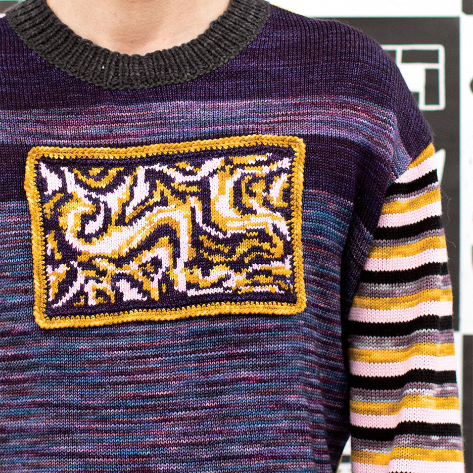 Oversized Crew-Neck Sweater With Intarsia Patch
